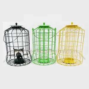 Squirrel-proof Caged Tube Wild Bird Feeder Hanging Outdoor Metal Seed Guard Deterrent