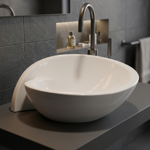 Lavabo carré en céramique moderne à poser sur comptoir, à prix abordable, pour salle de bain, équipement sanitaire - Product Image 5