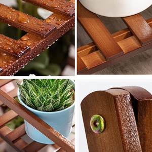 Bamboo Rack Multifunctional Holder Plant Flower <b>Stand</b> Utility Storage Shelf - Product Image 5