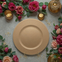 Plateau en plastique PP de luxe doré de 13 pouces pour mariage cuisine famille fête de noël hôtel utilisation plats et assiettes élégants