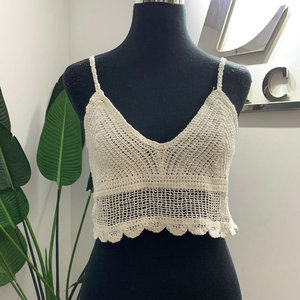 Mujeres al por mayor estilo bohemio cuello en V Sexy ropa de playa de encaje de ganchillo <span class=keywords><strong>Crop</strong></span> Top - Product Image 1