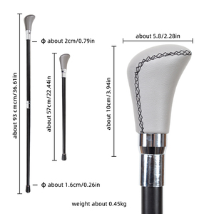 Canne de marche élégante en similicuir gris pour homme, poignée de levier de vitesse de voiture, canne décorative de qualité supérieure pour collection - Product Image 2