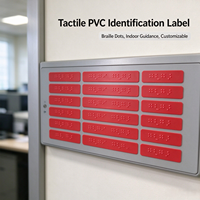 Autocollant d'identification en braille en PVC, étiquette tactile avec points blancs en relief, taille et disposition personnalisables pour la signalisation intérieure, modèle 011