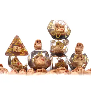 Dungeons & Dragons set 7 pezzi dadi personalizzati resina poliedrica Dino Bone dice