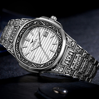 ONOLA 3808- 2025 Jam Tangan Islami Arab Tahan Air 30M Jam Tangan Quartz Gerakan Quartz Emas Perak Pesona Berkat Muslim