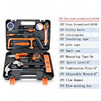 Ensemble d'outils de réparation ménagers en gros, 13 pièces, avec étui de rangement rigide pour l'assemblage DIY et l'entretien d'urgence à domicile