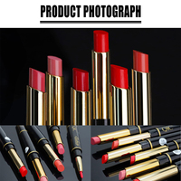 QIC Noir Or Double Tête Mat Rouge À Lèvres Lipliner Portable Longue Durée Étanche Lip Liner pour Dame