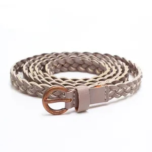 2020 Decoratie Retro Mode Vrouwelijke Gevlochten Dunne Taille Pu Leer Custom Skinny Geweven Pin Gesp Vrouwen Riem