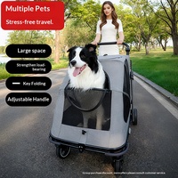 Poussette Métallique Transfrontalière la Plus Vendue pour Animaux de Compagnie, Poignée Réglable pour Chiens et Chats de Taille Moyenne à Grande, Pliage en un Clic pour Chiens Âgés