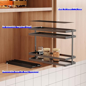 Étagère de rangement coulissante pour épices, sans assemblage, à 2 niveaux, pour les armoires supérieures intérieures - Product Image 5