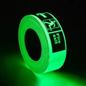 8 heures de panneaux d'avertissement de sécurité de sortie de secours photoluminescents auto-adhésifs imprimables personnalisés Glow in the Dark Tape