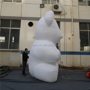 Modelo bonito dos desenhos animados branco urso gummy bear inflável com luz led