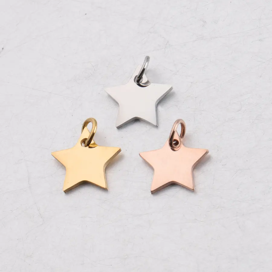 Star design stainless steel Jewelry Charm 12*13mm Silver / Gold / Rose gold Pendants charms for jewelry making