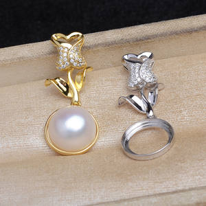 Support de pendentif en argent S925 pour perle de 12,3-12,5 mm, accessoire de fabrication de bijoux DIY, support de perle vide 6078 - Product Image 5