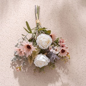 CallaFloral <b>Artificial</b> Rose Daisy <b>Bouquet</b> Plastic Woven Fabric Wedding Home Decor Photography Props CF02029 - Product Image 3