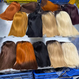 Precio barato Venta caliente hueso recto Bob pelucas brasileñas pelucas frontales de cabello humano doble dibujado transparente HD peluca con malla frontal completa - Product Image 1