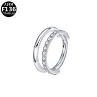 G23 cincin hidung Septum Titanium, perhiasan tiga/Hoop ganda & CZ tindik hidung Conch Helix Daith Rook Tragus