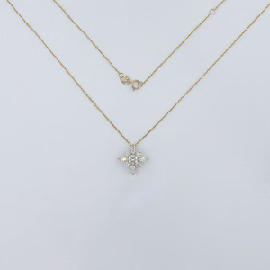 Collar con colgante de cruz y copo de nieve de diamante cultivado en laboratorio de oro de 18K, cadenas finas, para mujer, con dijes de diamante de laboratorio - Product Image 1