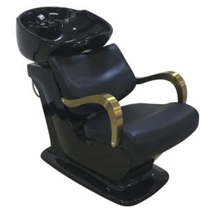 Silla de Lavado de Cabello Moderna para Salón de Belleza, Color Negro y Dorado, en Oferta - Product Image 6