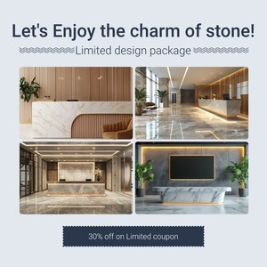 Hzx ý trắng đá cẩm thạch rãnh đá nội thất văn phòng khách sạn Beauty Salon sảnh Counter bàn tự nhiên phía trước quầy lễ tân bàn - Product Image 5