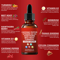 Teinture liquide de piment de Cayenne haute concentration 60 ml, Vitamine K2 D3, Racine de betterave, Curcuma pour la circulation corporelle, Fourniture en dropshipping