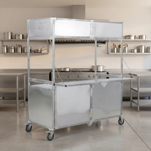 Practical Hot Sale Portable Foldable Stainless Steel Rust Resistant 1.5m Ice Cream Coffee <strong>Food</strong> <strong>Cart</strong> 4-Wheel Trailer Snack <strong>Food</strong> - Product Image 3