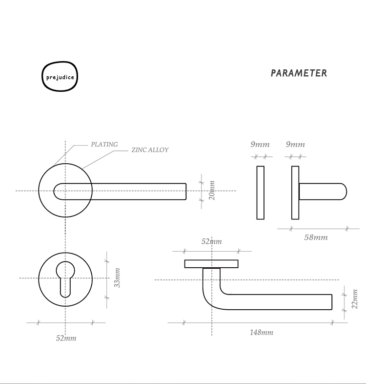 EADER Door handle Morandi pink design door handle fashion minimalist art door handle set