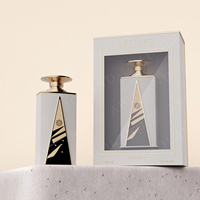Flacon de parfum de luxe haut de gamme 100 ml, design spécial, vaporisateur, fond épais, flacon vide, logo personnalisé, emballage premium.