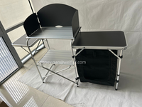 Table de cuisine pliante portable 2 niveaux en aluminium pour camping, barbecue et jardin