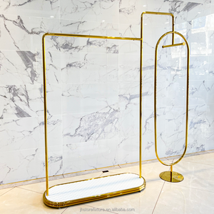Custom Shiny Golden Luxury Stainless Steel Clothes Hanger <strong>Floor</strong> Standing With <strong>Display</strong> <strong>Racks</strong> for Store - Product Image 4
