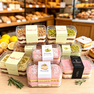 En stock, boîte à dessert en plastique transparent pour tiramisu avec <span class=keywords><strong>couvercle</strong></span>, matériau PS alimentaire, conteneur - Product Image 2