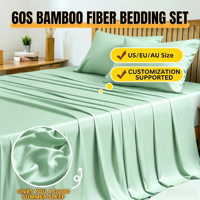 Parure de lit 4 pièces en bambou rafraîchissant OEKO-TEX 60S 400TC, couleur unie, respirante, antibactérienne, tailles US EU AU, OEM ODM