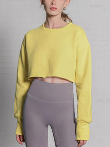 Vente en gros Sweatshirts personnalisés de haute qualité 100% coton éponge Crop confortable Fashion Crop Top Hoodies Femmes - Product Image 2