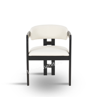 Fauteuil d'appoint minimaliste nordique blanc et noir, chaise de salle à manger rembourrée en bois massif pour café