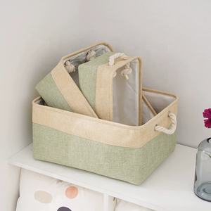 Homeplus 2024 nouveauté cube de rangement en lin boîtes en tissu bacs organisateur bacs avec poignée en cordon macramé pour un usage domestique - Product Image 1