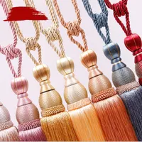 Cortina decorativa multicolor de lujo para sala de estar, borlas largas de algodón con flecos de 77cm de longitud, venta al por mayor, China, 2021