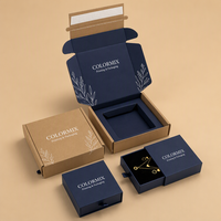 Boîte à courrier personnalisée pour bijoux, emballage plat, rabat magnétique, vernis mat, insert en velours pour l'expédition e-commerce