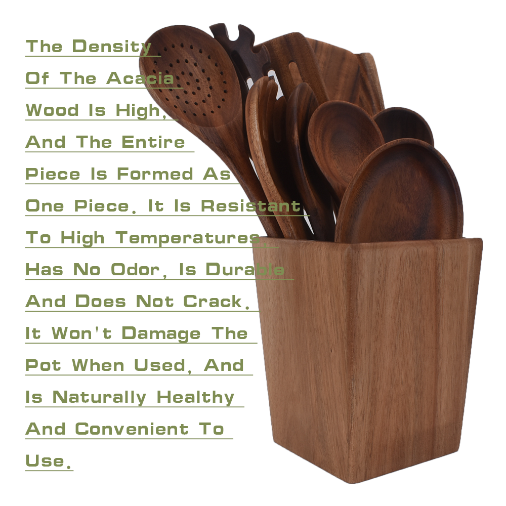 11Pcs Nonstick Kitchen Accessories Acacia Wooden Cooking Tools Spoons Spatulas Kitchen Utensils Set · image 6