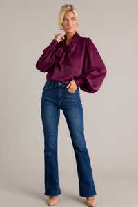 Abbigliamento fabbrica Oem personalizzazione collo a fiocco maniche lunghe <span class=keywords><strong>bordeaux</strong></span> raso di alta qualità camicetta da <span class=keywords><strong>donna</strong></span> top - Product Image 4