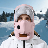 Chapeau de ski coupe-vent d'hiver, cyclisme, thermique, chaud, balaclava avec masque et visière amovibles