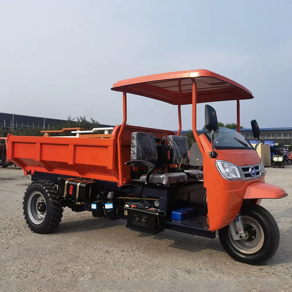 2024 New Motorized Tricycle Customizable Diesel Engine Hydraulic Lift Rod Bucket Large Capacity Tricycle