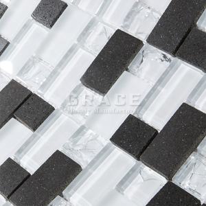 Iç duvar için amerikan sadelik mozaikler siyah doğal taş <span class=keywords><strong>Lava</strong></span> mozaik çini cam geri sıçrama fayans mutfak dekoru fayans - Product Image 5