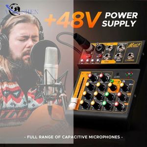 มินิ 4 ช่องเครื่องผสมเสียงการ์ดเสียง OTG สำหรับคอนโซลดีเจ BT 48V อินเทอร์เฟซพีซีสำหรับคอมพิวเตอร์ถ่ายทอดสดการบันทึกแบบเดี่ยว - Product Image 4
