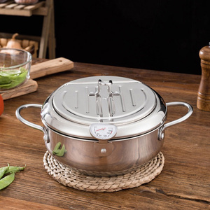 Outils de <span class=keywords><strong>cuisine</strong></span> ménagers multifonctionnels Friteuse à huile en acier inoxydable Poêle à frites avec thermomètre - Product Image 2