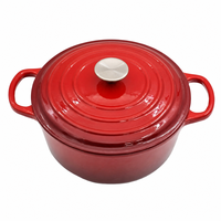 Cocotte Ronde en Fonte Émaillée Rouge Senny 24 cm avec Couvercle et Double Poignée – Vente en Gros Direct Usine