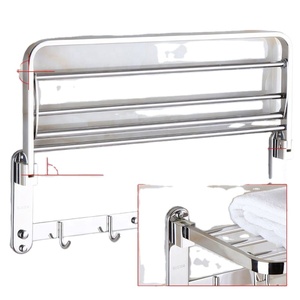 Factory Outlet Hot Selling Cheap Wall-mounted 304 Folding <b>Shelf</b> Foldable Towel Rack Bathroom Cloth Rack - Product Image 4