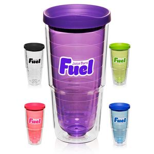 Promotional 24oz Plastic Double Wall Drinking Water Tumbler with Slide <b>Lid</b> Water Bottle with <b>Straw</b> - Product Image 6