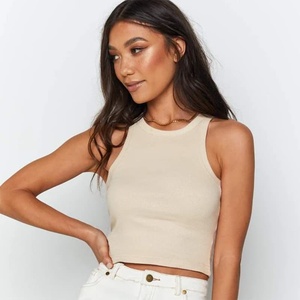 Top Canotta Y2k a Costine con Collo Tondo <span class=keywords><strong>Senza</strong></span> <span class=keywords><strong>Maniche</strong></span> Crop Top Aderente Abbigliamento Estivo per Donne - Product Image 5