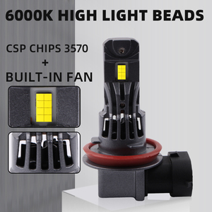 A51 <span class=keywords><strong>super</strong></span> lumineux jeu et ventilateur de refroidissement H1 H4 H7 9005 9006 H11 voiture LED phare ampoule 6000K led brouillard ampoule - Product Image 4