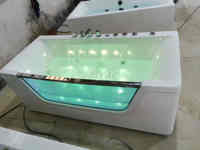 Baignoire à remous intelligente en acrylique sexy Baiyao Waterfall, massage, 1 pièce, moderne, tablier 3 côtés, lumière LED, réversible, utilisation intérieure